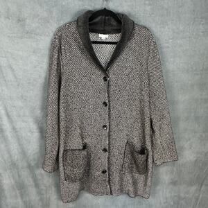 J Jill Sweater Womens Medium Petite Gray Cardigan Jacket Preppy Career Academia